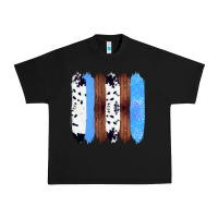 Black Western Farm Life Cowhide Wood Blue Glitter Brush Stroke Urban Heavy Tee - Bettercallsaul