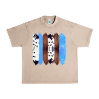 French Oak Western Farm Life Cowhide Wood Blue Glitter Brush Stroke Urban Heavy Tee - Bettercallsaul