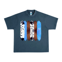 Midnight Navy Western Farm Life Cowhide Wood Blue Glitter Brush Stroke Urban Heavy Tee - Bettercallsaul