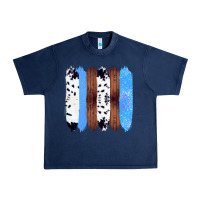 Navy Western Farm Life Cowhide Wood Blue Glitter Brush Stroke Urban Heavy Tee - Bettercallsaul