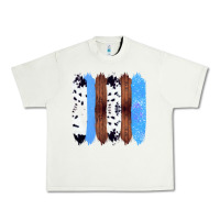 Pistachio Western Farm Life Cowhide Wood Blue Glitter Brush Stroke Urban Heavy Tee - Bettercallsaul
