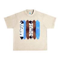 Sandshell Western Farm Life Cowhide Wood Blue Glitter Brush Stroke Urban Heavy Tee - Bettercallsaul
