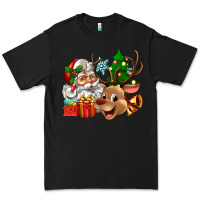 Black santa and reindeer Premium Tee - Zillion Design Studio