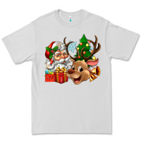 Dove Grey santa and reindeer Premium Tee - Zillion Design Studio