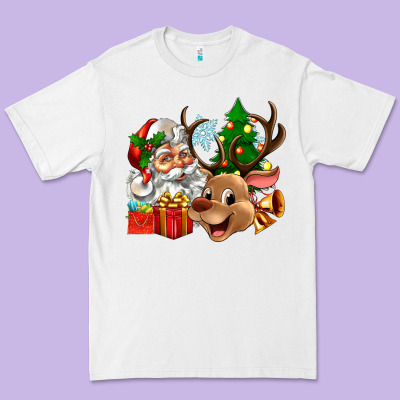 Santa And Reindeer Premium Tee Designed By Zillion Design Studio