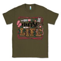 Army Green Nurse life leopard frame Classic Tee - LillyAllenDesigns