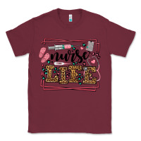 Burgundy Nurse life leopard frame Classic Tee - LillyAllenDesigns