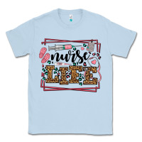 Dusty Blue Nurse life leopard frame Classic Tee - LillyAllenDesigns