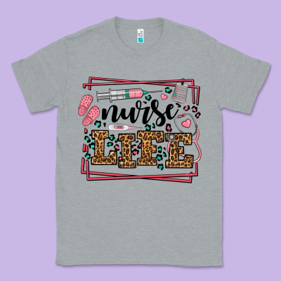 Nurse Life Leopard Frame Classic Tee Designed By Lillyallendesigns