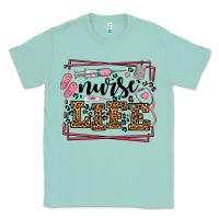 Seafoam Nurse life leopard frame Classic Tee - LillyAllenDesigns