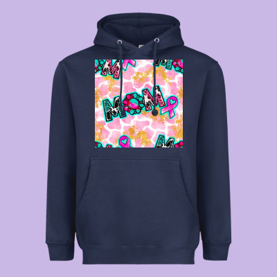 Breast Cancer Awareness Mom With Leopard Patterns Heavyweight Hoodie Designed By Bundleandbundleshop