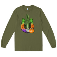 Army Green horseshoe halloween cactus Long Sleeve Tee - AdoDesignShop