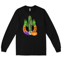 Black horseshoe halloween cactus Long Sleeve Tee - AdoDesignShop