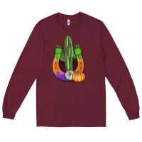 Burgundy horseshoe halloween cactus Long Sleeve Tee - AdoDesignShop
