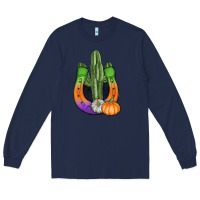 Navy horseshoe halloween cactus Long Sleeve Tee - AdoDesignShop