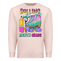 Pale Pink rolling into eighth grade Premium Sweatshirt - BundleAndBundleShop