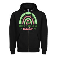 Black lucky to be a teacher Zipper Hoodie - MaliasSmallBusiness