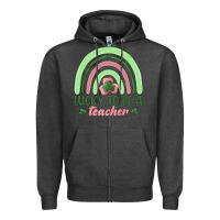 Charcoal Heather lucky to be a teacher Zipper Hoodie - MaliasSmallBusiness