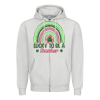 Dove Grey lucky to be a teacher Zipper Hoodie - MaliasSmallBusiness