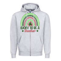 Heather Grey lucky to be a teacher Zipper Hoodie - MaliasSmallBusiness
