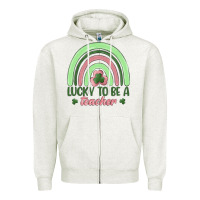 Oatmeal Heather lucky to be a teacher Zipper Hoodie - MaliasSmallBusiness