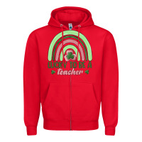 Red lucky to be a teacher Zipper Hoodie - MaliasSmallBusiness