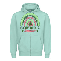 Seafoam lucky to be a teacher Zipper Hoodie - MaliasSmallBusiness