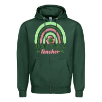 Sports Green lucky to be a teacher Zipper Hoodie - MaliasSmallBusiness
