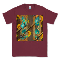 Burgundy aztec and sunflowers Classic Tee - BundleAndBundleShop