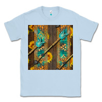 Dusty Blue aztec and sunflowers Classic Tee - BundleAndBundleShop