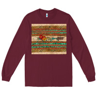 Burgundy arrow wooden sunflower Long Sleeve Tee - Artiststas