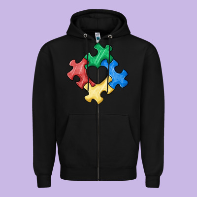 Autism Puzzle Zipper Hoodie Designed By Maliassmallbusiness
