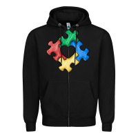 Black autism puzzle Zipper Hoodie - MaliasSmallBusiness