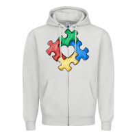 Dove Grey autism puzzle Zipper Hoodie - MaliasSmallBusiness