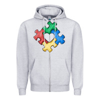 Heather Grey autism puzzle Zipper Hoodie - MaliasSmallBusiness