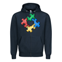 Navy autism puzzle Zipper Hoodie - MaliasSmallBusiness