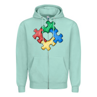 Seafoam autism puzzle Zipper Hoodie - MaliasSmallBusiness