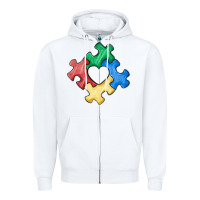White autism puzzle Zipper Hoodie - MaliasSmallBusiness