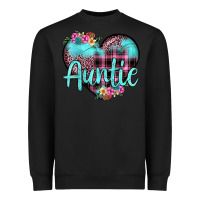 Black auntie leopard turquoise heart Heavyweight Sweatshirt - JahusDesignShop