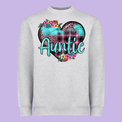 Auntie Leopard Turquoise Heart Heavyweight Sweatshirt Designed By Jahusdesignshop