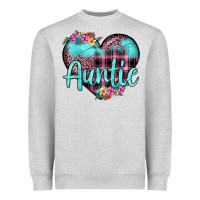 Heather Grey auntie leopard turquoise heart Heavyweight Sweatshirt - JahusDesignShop