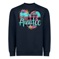Navy auntie leopard turquoise heart Heavyweight Sweatshirt - JahusDesignShop