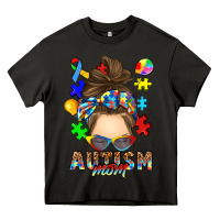 Asphalt messy bun autism mom Heavy Core Tee - RanaPortraitStore