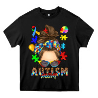 Black messy bun autism mom Heavy Core Tee - RanaPortraitStore