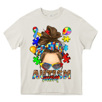 Cream messy bun autism mom Heavy Core Tee - RanaPortraitStore
