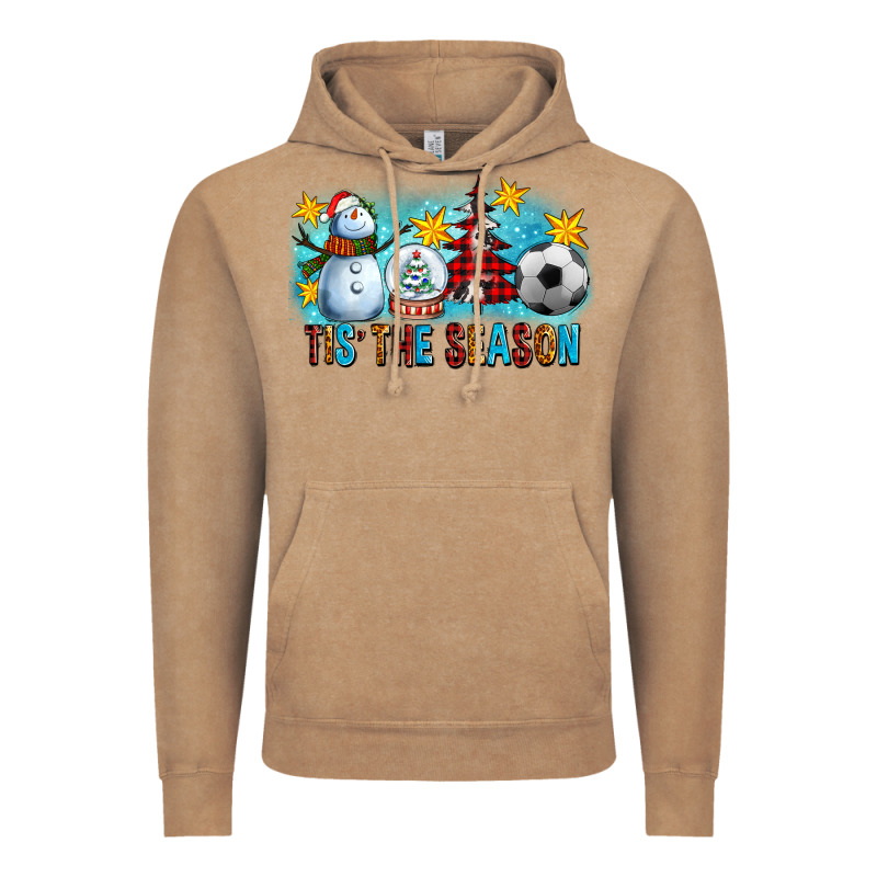 Tis The Season Christmas With Soccer Ball And Snowman Vintage Hoodie by FaDigitalArtStudio | Teevron