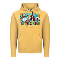 Vintage Mustard Tis The Season Christmas With Soccer Ball And Snowman Vintage Hoodie - FaDigitalArtStudio