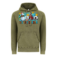 Vintage Olive Tis The Season Christmas With Soccer Ball And Snowman Vintage Hoodie - FaDigitalArtStudio