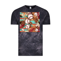 Cloud Black baseball leopard cowhide turquoise seamless pattern Vintage Tee - JahusDesignShop