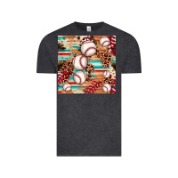 Baseball Leopard Cowhide Turquoise Seamless Pattern Vintage Tee | Teevron